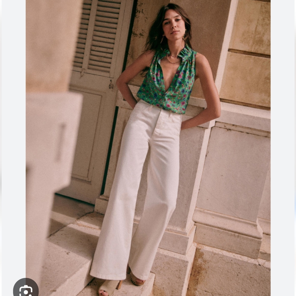 New! Sezane Davis Pant Wide Leg Trousers White Size 34 US 2